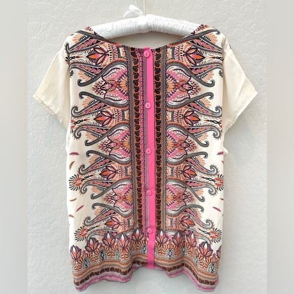 MONROE & MAIN | Vintage Boho Paisley Blouse Button Back Tunic Top | 1X - Picture 6 of 9